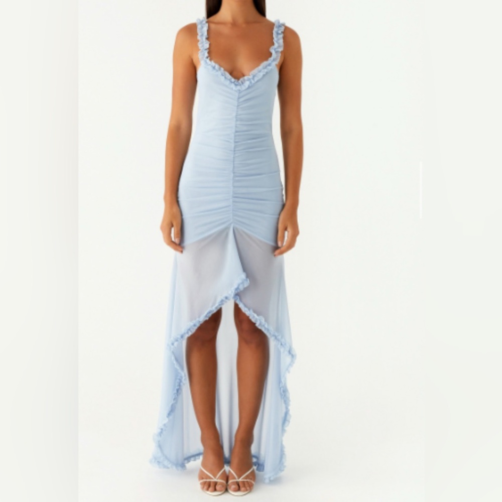 Elegant Light Blue Sleeveless Dress peppermayo